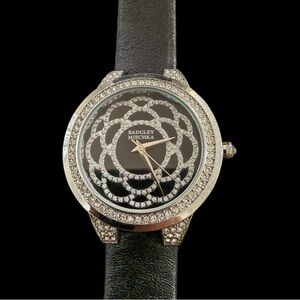 Badgley Mischka Watch Y121E/3 Black Rhinestone Bezel 35MM
